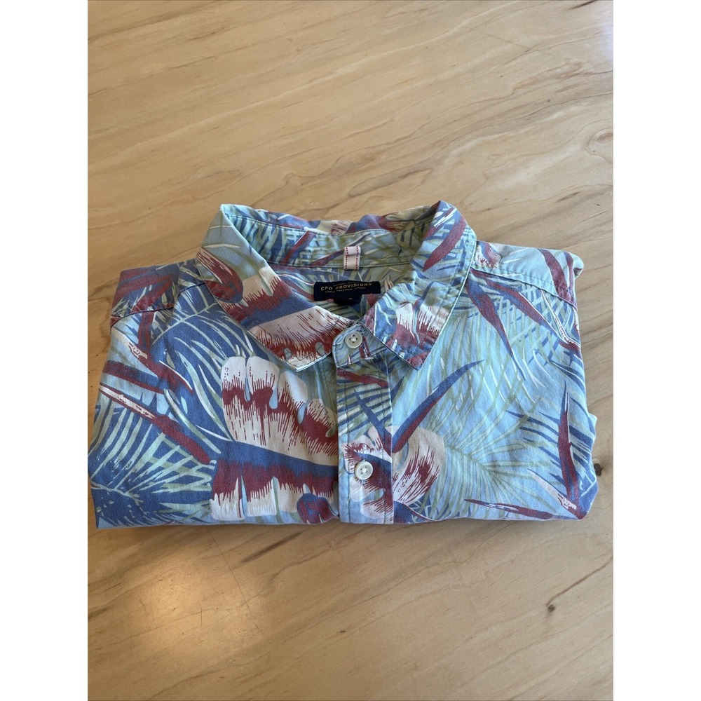 CPO Provisions Shirt Floral Button Front Short Sleeve‎ Pocket Men's Size Large